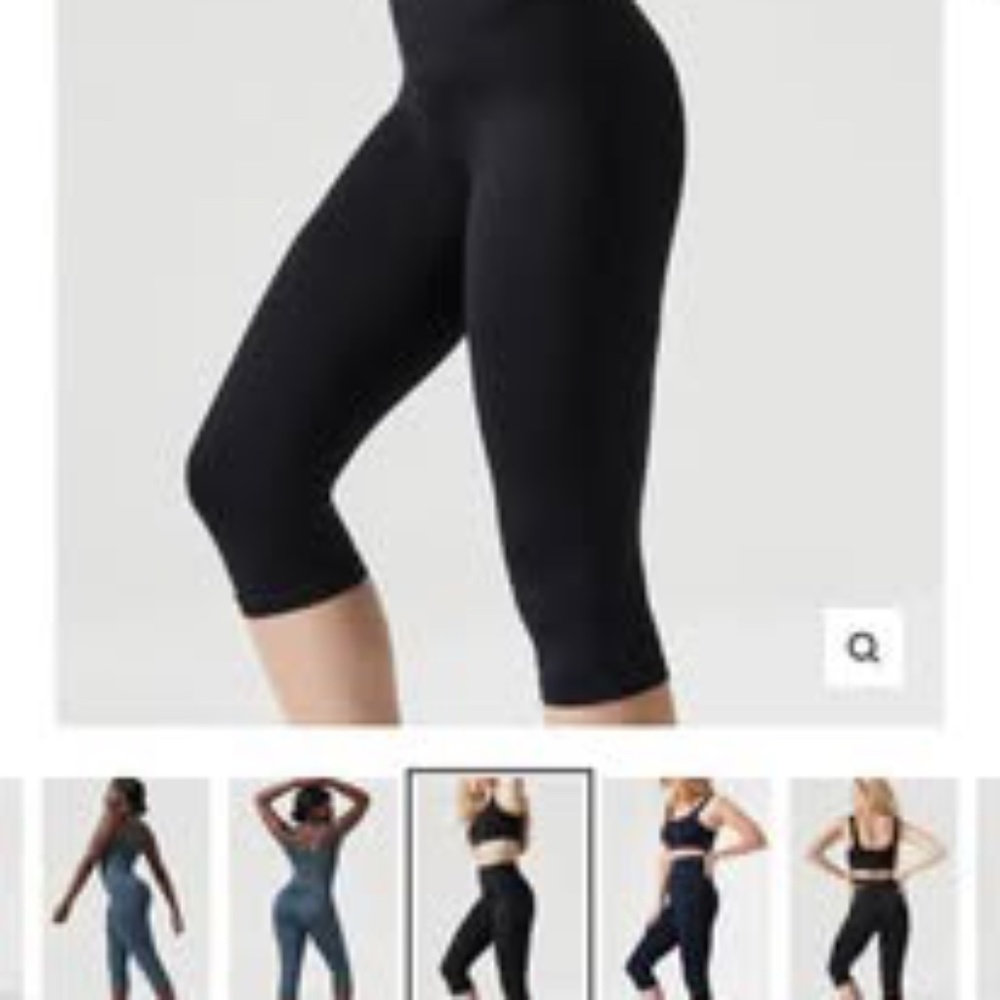 Blanqi Hipster Support Cropped Leggings - black & storm colors - size medium